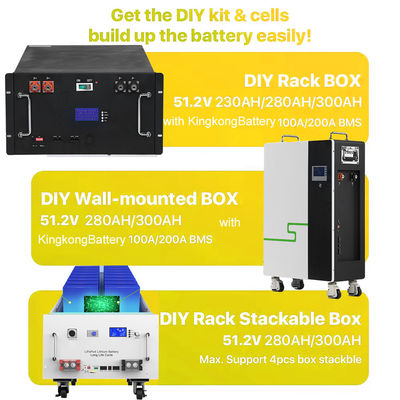 280Ah OEM 48V LiFePO4 Batería de caja para sistemas de almacenamiento de energía DIY 16S Unidad de rack de servidores