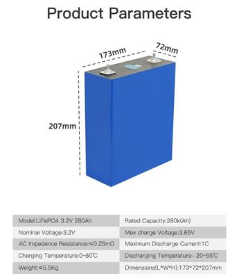 Sistema de almacenamiento de energía solar de 12V 24V 48V con OEM 3.2V 280Ah 304Ah 340Ah Batería de iones de litio