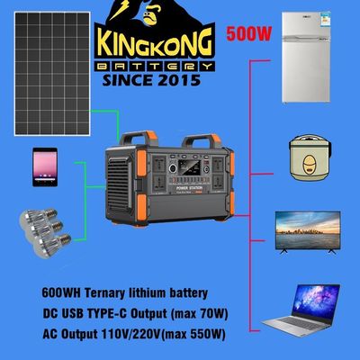 500W / 1KW Baterías de litio Generador de sistema de energía solar portátil para televisores y luces domésticas