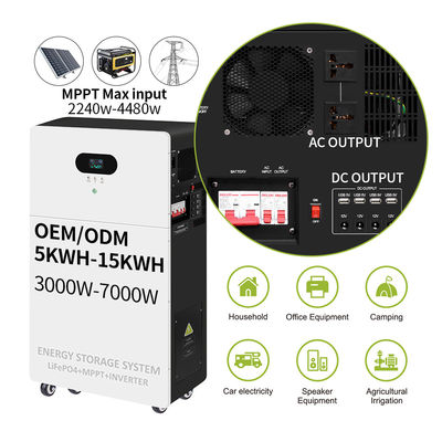 Banco de la central eléctrica todo en un inversor híbrido fuera de la red AC 5kw 10kw 15kw 20kw Sistema de batería de almacenamiento de energía solar de litio LiFePO4