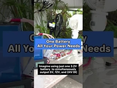 Una batería de 3.2V alimenta 5V/12V/24V DC y 110V/220V AC. Inversor incorporado de 300W maneja todos los dispositivos sim