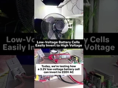 3.2V→220V prueba: El inversor MPPT maneja la corriente de arranque alta del ventilador. CA estable de una batería pequeña