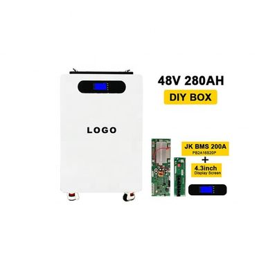 Batería vertical de 280Ah caja de baterías DIY con ruedas y caja de pie de metal blanco